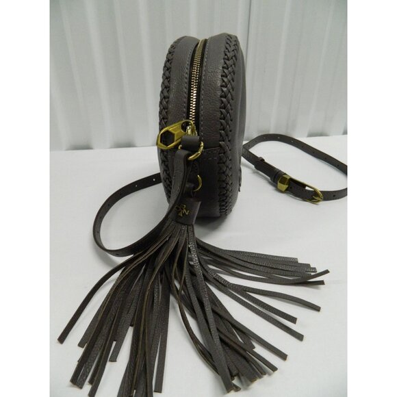 Oryany Kaye Round Whip Stitch Pebbled Leather Crossbody Bag Tassel & Adj Strap - Picture 11 of 16